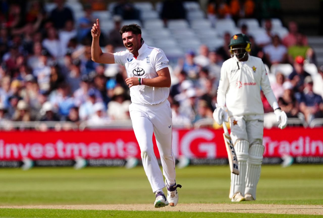 Brian Bennett's magnificent innings was finally ended by Josh Tongue, England vs Zimbabwe, Trent Bridge, 2nd day, May 23, 2025