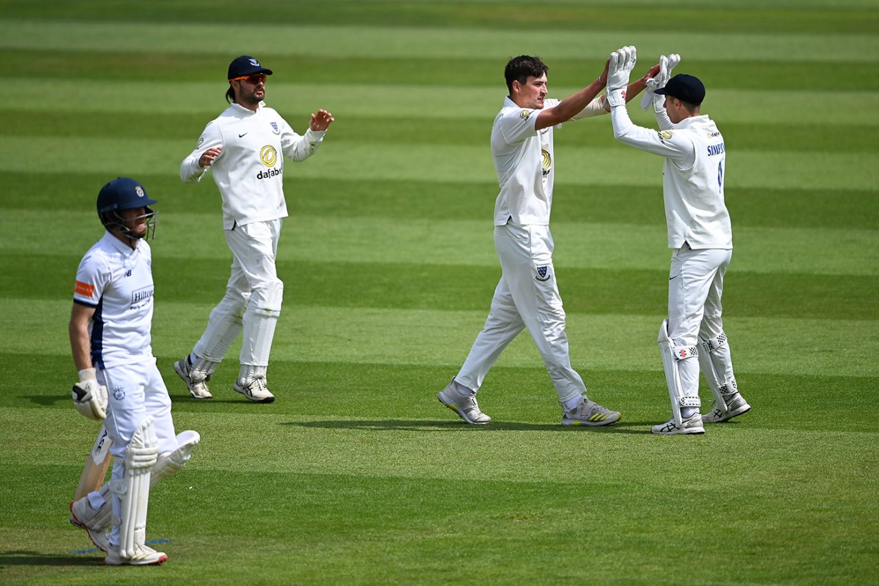 Henry Crocombe helped sweep through Hampshire with a four-wicket haul, Hampshire vs Sussex, County Championship, Division One, Utilita Bowl, May 23, 2025