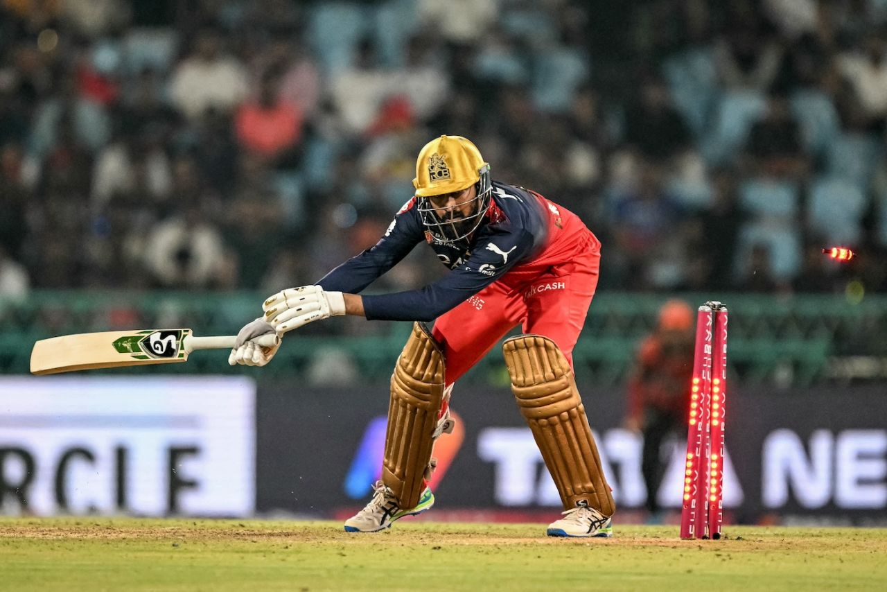 Krunal Pandya is dismissed hit-wicket off Pat Cummins, Royal Challengers Bengaluru vs Sunrisers Hyderabad, IPL 2025, Lucknow, May 23, 2025