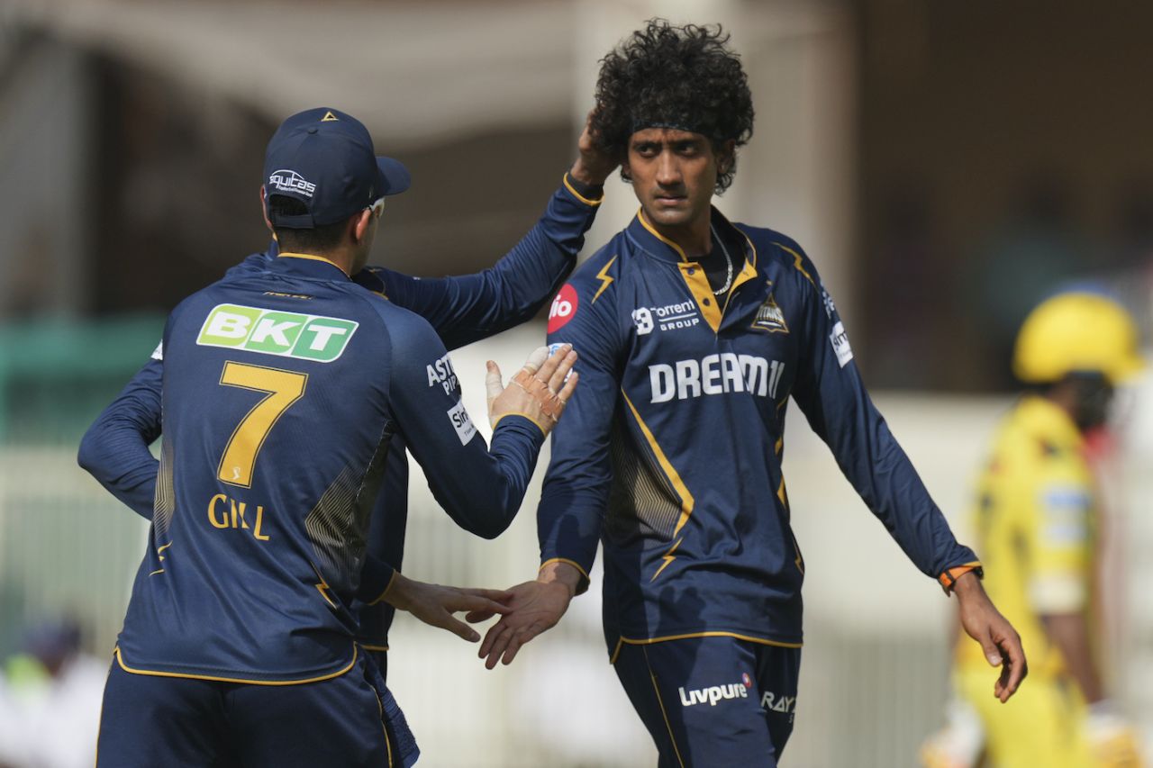 R Sai Kishore celebrates after dismissing Urvil Patel | ESPNcricinfo.com