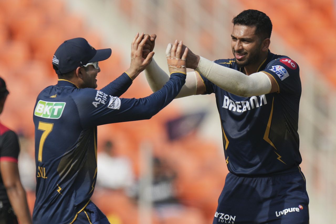 Shahrukh Khan celebrates his maiden IPL wicket, Gujarat Titans vs Chennai Super Kings, IPL, Ahmedabad, May 25, 2025