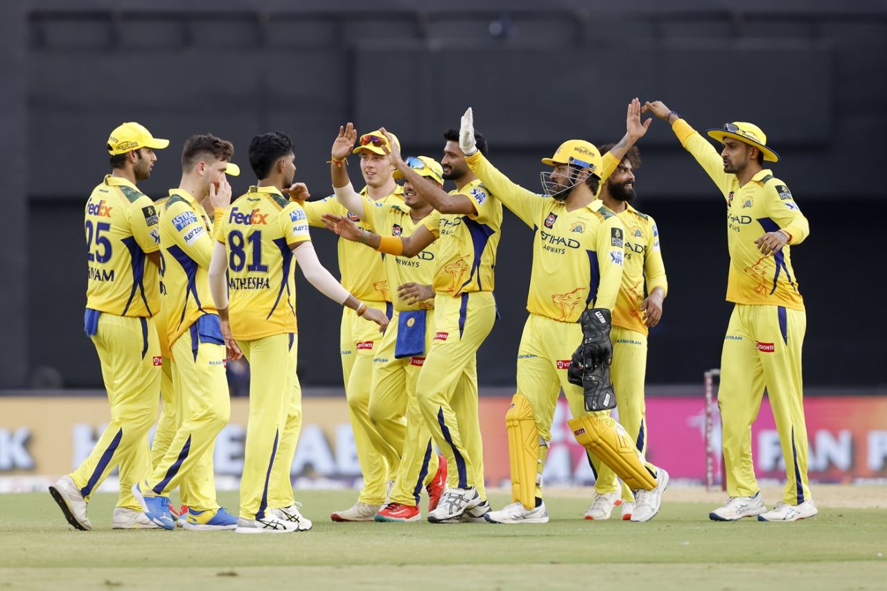 CSK celebrate a wicket, Gujarat Titans vs Chennai Super Kings, IPL, Ahmedabad, May 25, 2025
