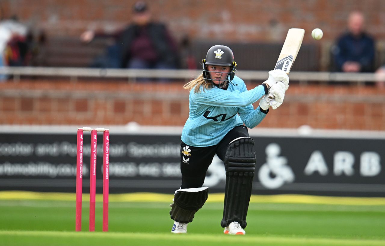 Ryana MacDonald-Gay's unbeaten 21 helped get Surrey over the line, Surrey vs Warwickshire, Women's T20 County Cup semi-final, Taunton, May 26, 2025