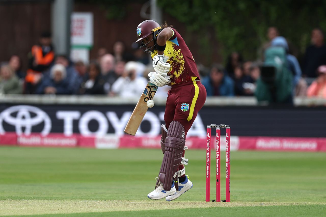 Hayley Matthews plays the ball down to leg, England vs West Indies, 3rd women's T20I, Chelmsford, May 26, 2025