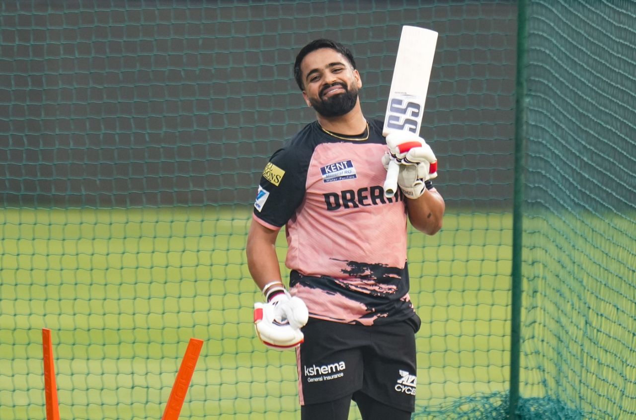 Prabhsimran Singh bats left-handed during a training session, Mullanpur, May 28, 2025