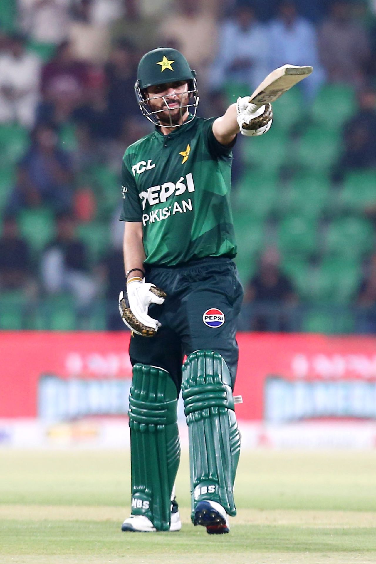 Salman Agha brings up his fifty, Pakistan vs Bangladesh, 1st T20I, Lahore, May 28, 2025