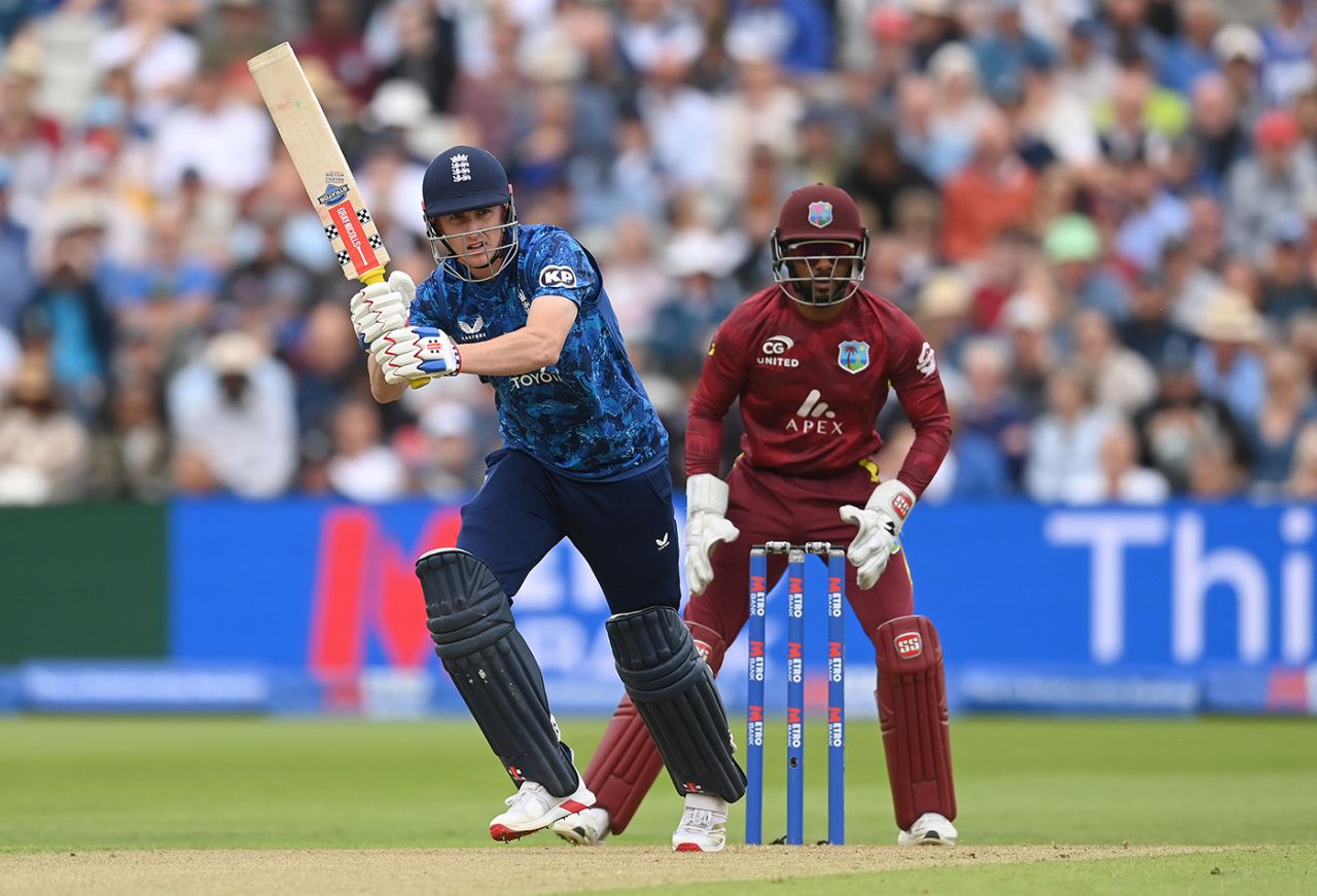 Harry Brook works into the leg side, England vs West Indies, 1st Men's ODI, Edgbaston, May 29, 2025
