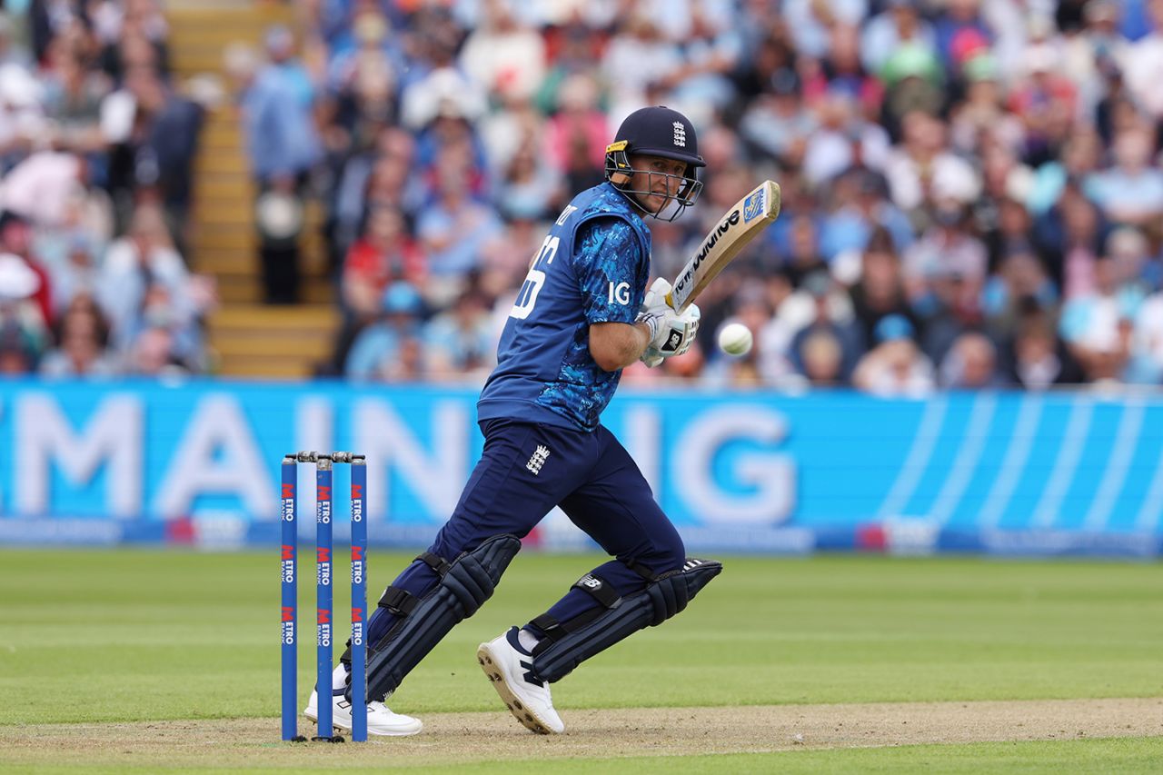 Joe Root plays a trademark dab behind square on the off side, England vs West Indies, 1st Men's ODI, Edgbaston, May 29, 2025