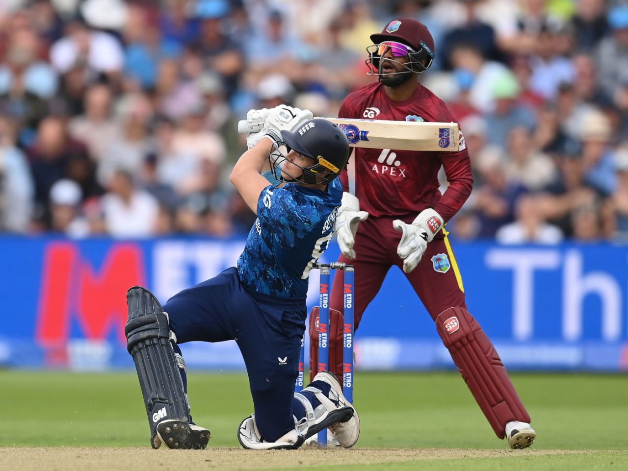 Jacob Bethell cut loose at the back end of the innings, England vs West Indies, 1st Men's ODI, Edgbaston, May 29, 2025