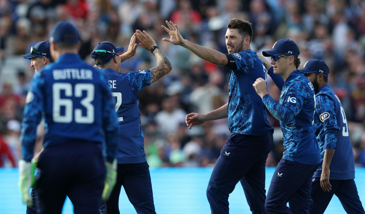 Jamie Overton recovered from a finger injury to claim late wickets, England vs West Indies, 1st Men's ODI, Edgbaston, May 29, 2025
