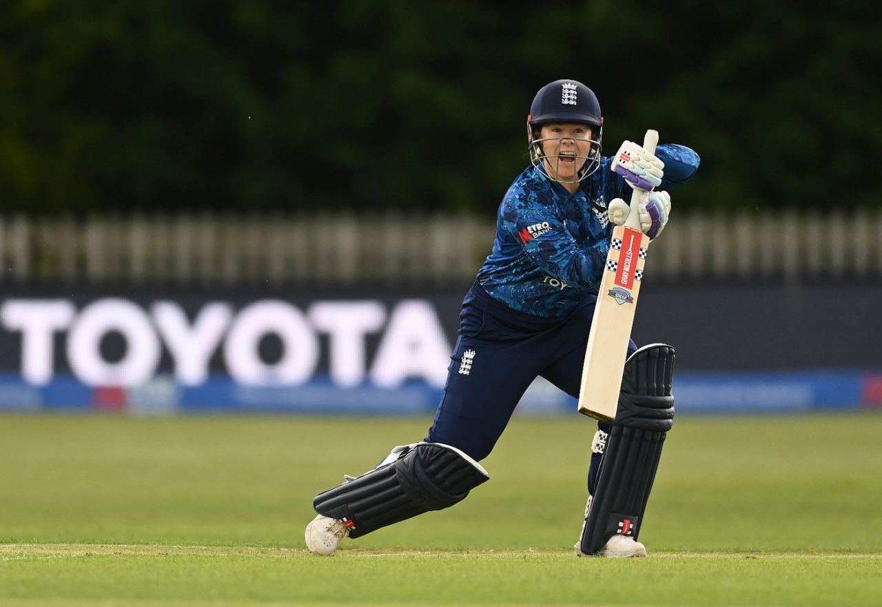 Tammy Beaumont drives through the covers, England vs West Indies, 1st women's ODI, Derby, May 30, 2025