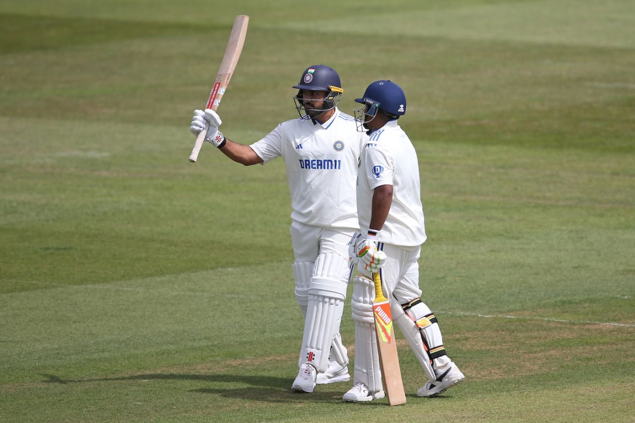 Karun Nair got to his half-century in the company of Sarfaraz Khan, England Lions vs India A, 1st unofficial Test, Canterbury, 1st day, May 30, 2025
