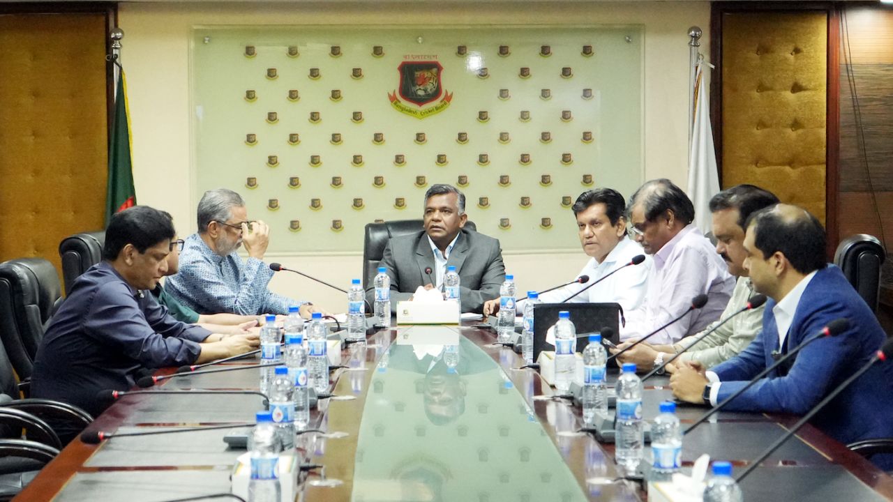 Aminul Islam, BCB's new president, addresses a meeting, May 30, 2025