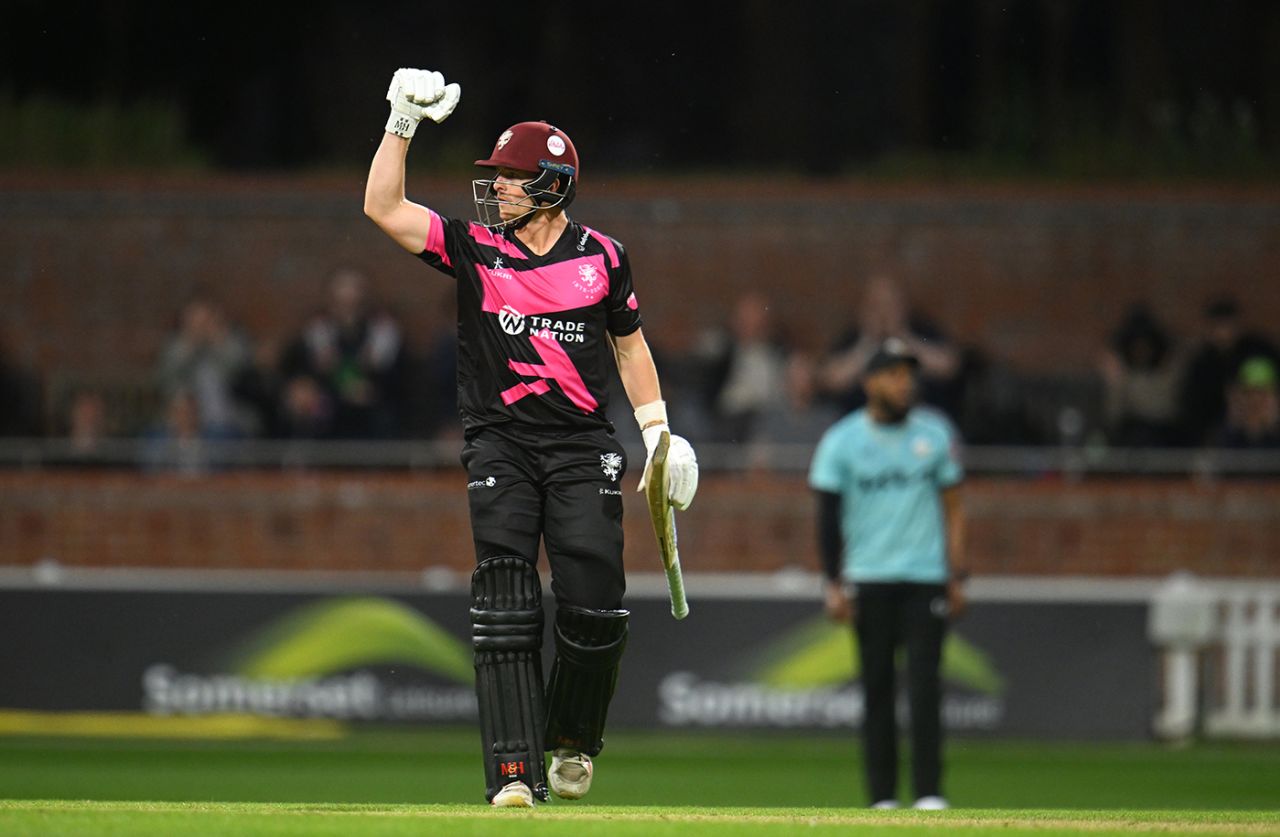 Tom Abell celebrates after getting his side over the line, Nottinghamshire vs Birmingham, Men's T20 Blast, Trent Bridge, May 30, 2025