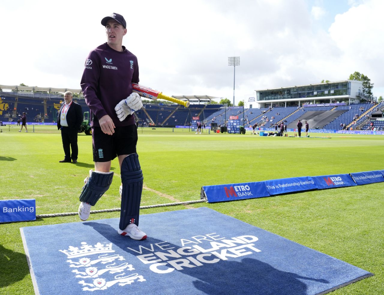Harry Brook walks back from the nets on the morning of the second ODI, England vs West Indies, 2nd ODI, Cardiff, June 1, 2025