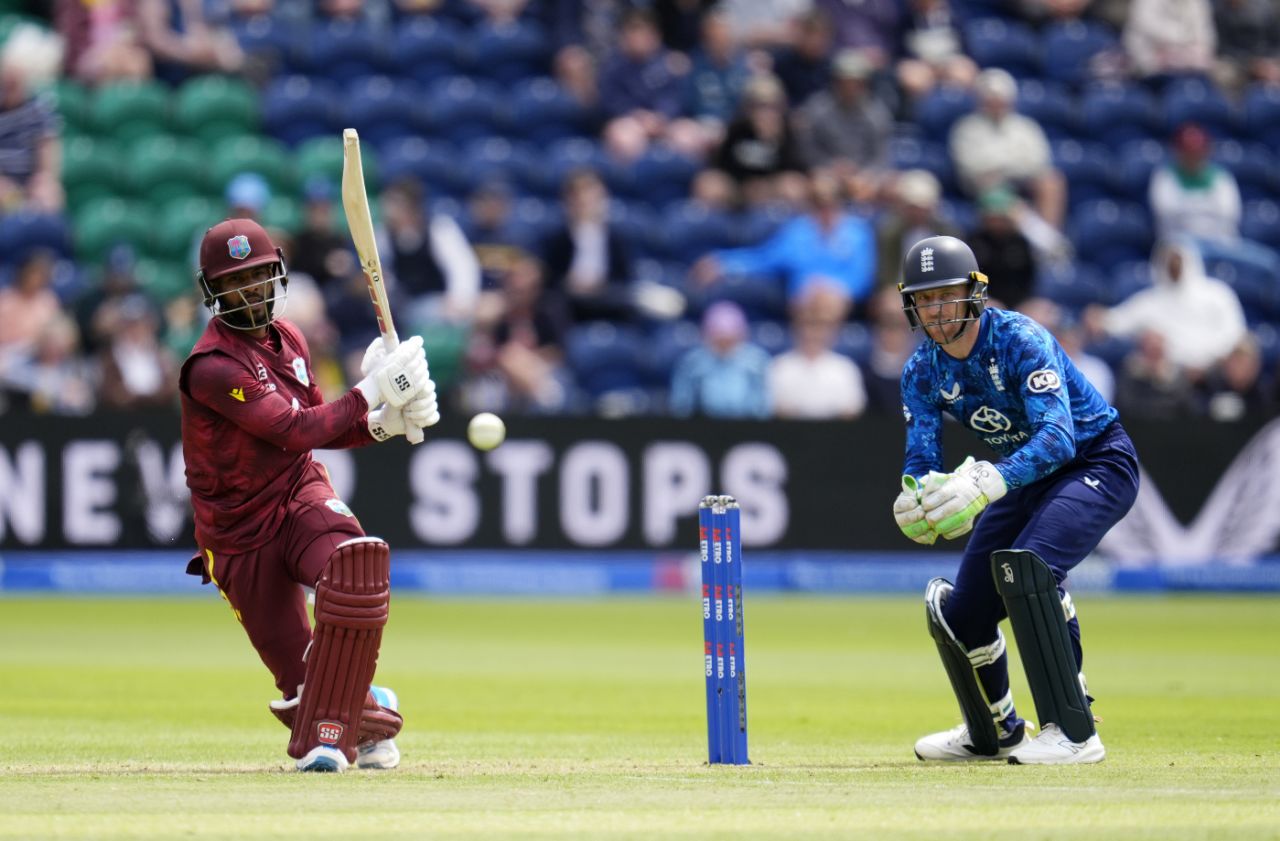 Shai Hope pushes on towards an important half-century, England vs West Indies, 2nd ODI, Cardiff, June 1, 2025
