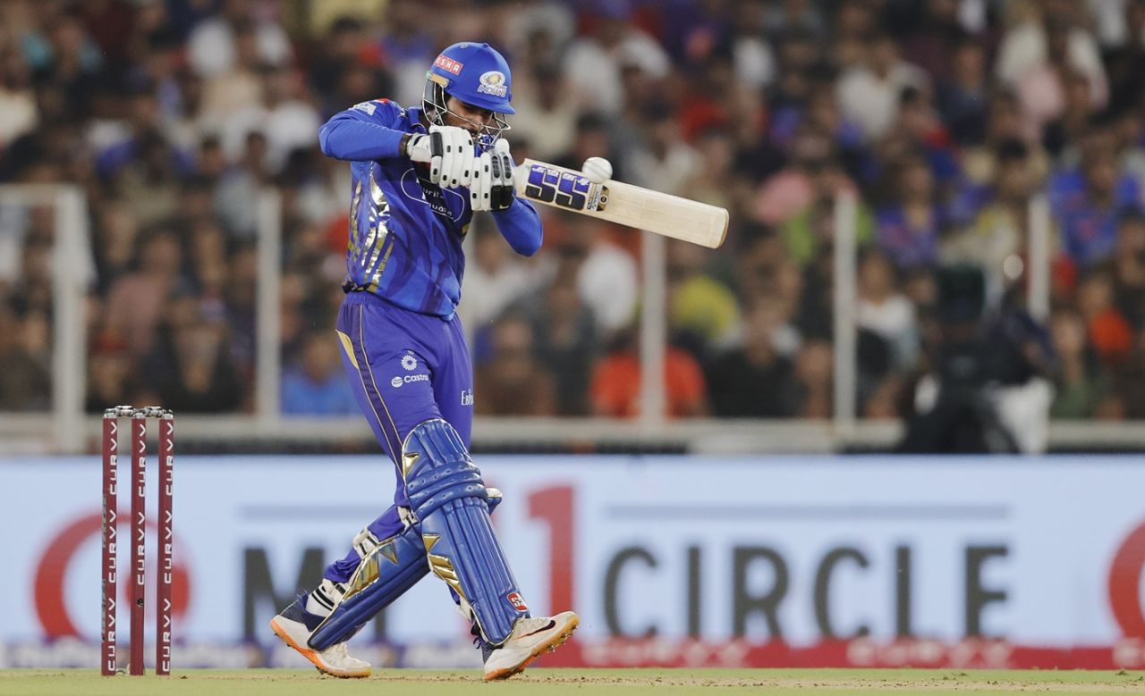 Tilak Varma meets a short ball, Punjab Kings vs Mumbai Indians, IPL 2025, Qualifier 2, Ahmedabad, June 1, 2025