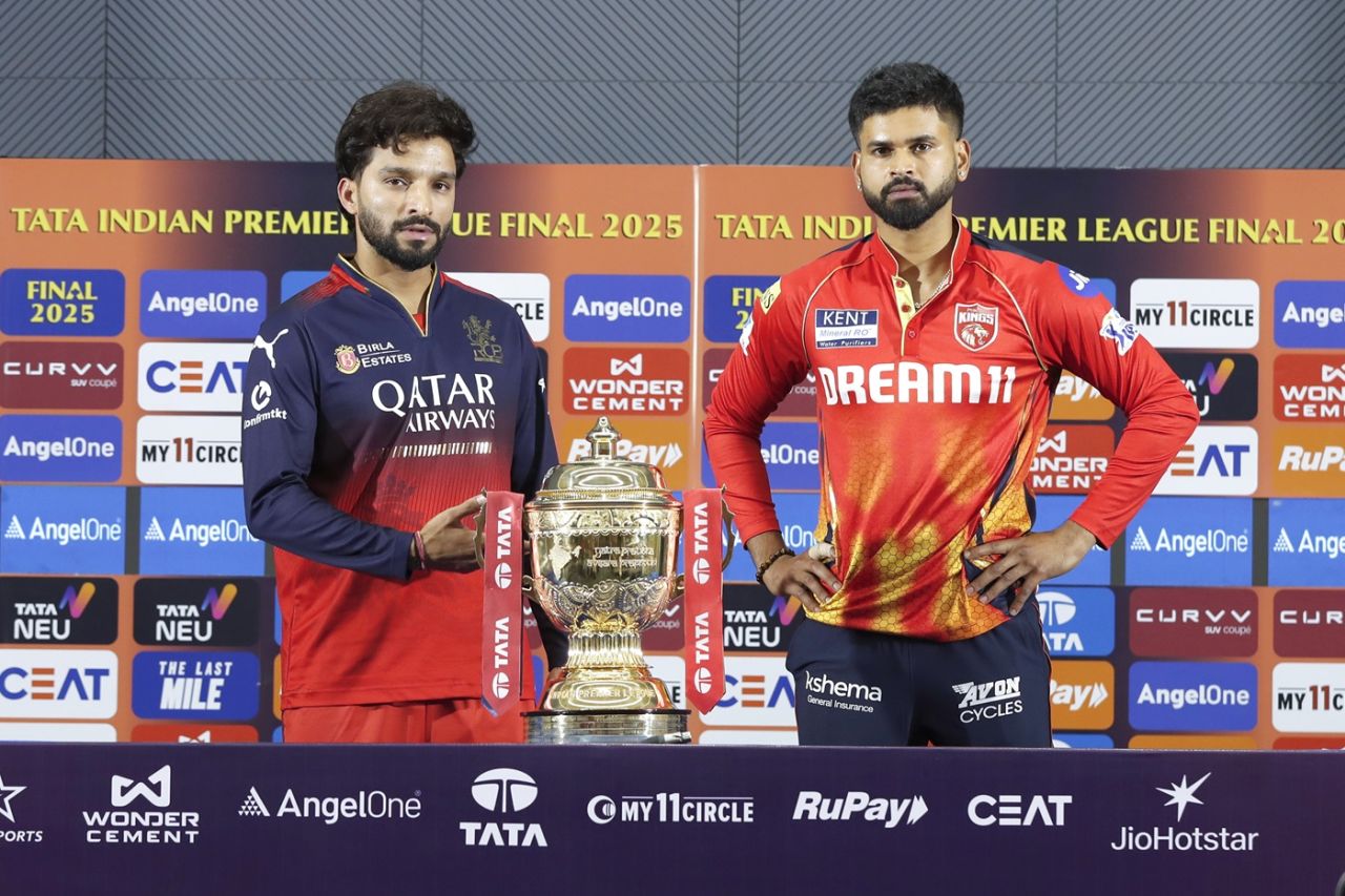 Shreyas Iyer and Rajat Patidar with the IPL trophy at the press conference, Royal Challengers Bengaluru vs Punjab Kings, IPL, final, Ahmedabad, June 2, 2025