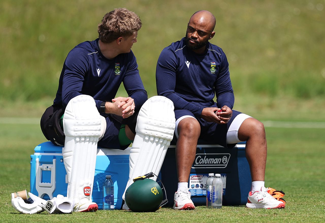 Ryan Rickelton and Temba Bavuma shoot the breeze at training, Arundel, June 2, 2025