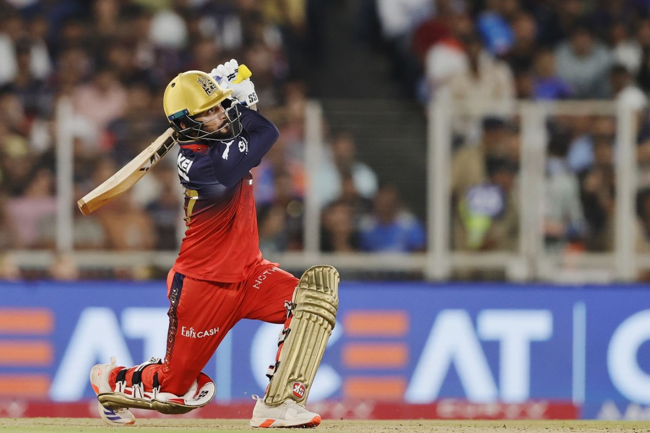 Rajat Patidar slogs one over wide long-on, Royal Challengers Bengaluru vs Punjab Kings, IPL, final, Ahmedabad, June 3, 2025