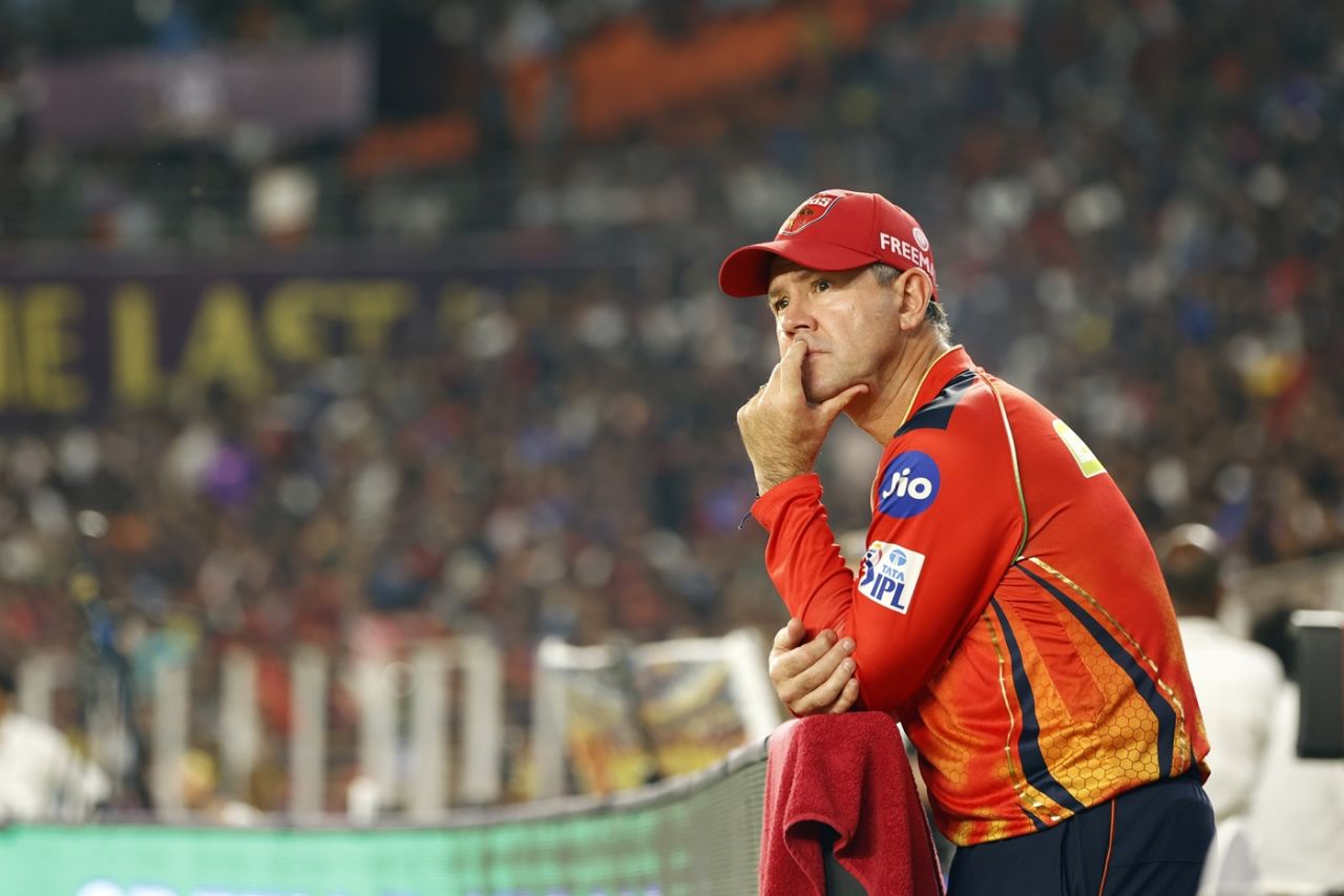 A pensive Ricky Ponting looks on, Royal Challengers Bengaluru vs Punjab Kings, IPL, final, Ahmedabad, June 3, 2025