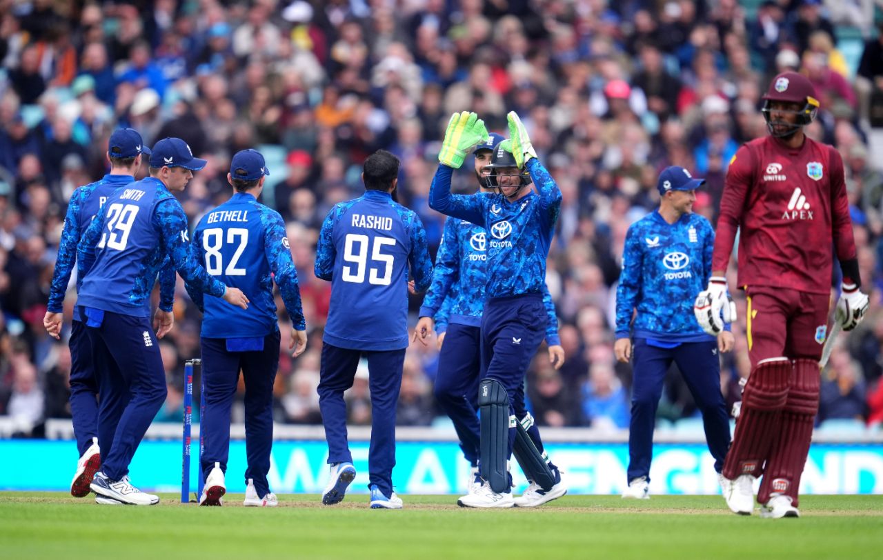 Adil Rashid bagged Roston Chase for a first-ball duck, England vs West Indies, 3rd ODI, Kia Oval, June 3, 2025