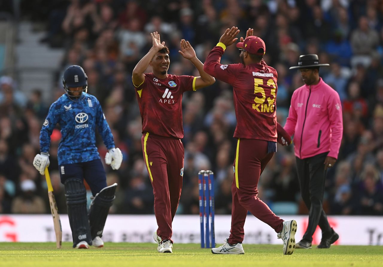 Gudakesh Motie made the breakthrough with the wicket of Jamie Smith, England vs West Indies, 3rd ODI, Kia Oval, June 3, 2025