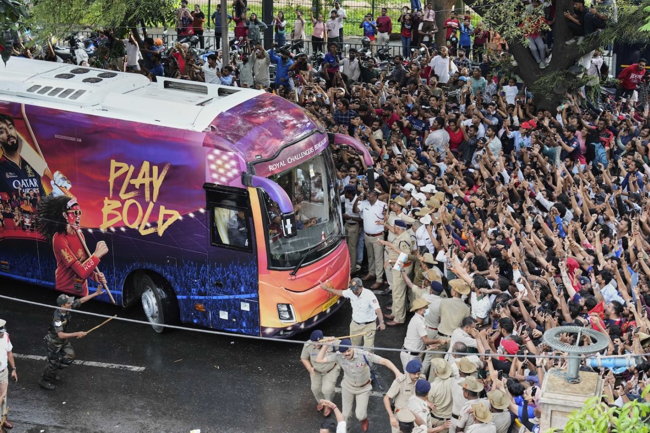 It was hard for the police to control the large number of people who turned up to catch a glimpse of RCB, Bengaluru, June 4, 2025