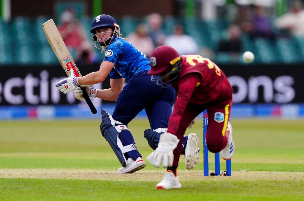 Emma Lamb brought up her fifty off 41 deliveries, England vs West Indies, 2nd ODI, Grace Road, June 4, 2025
