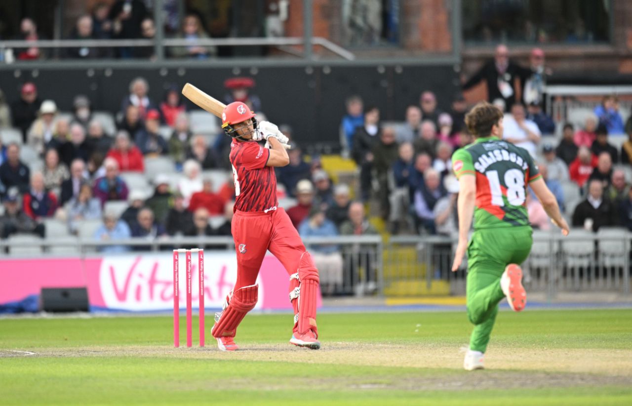 Chris Green pulls through the leg-side, Lancashire vs Leicestershire, Vitality Blast, Old Trafford, June 4, 2025