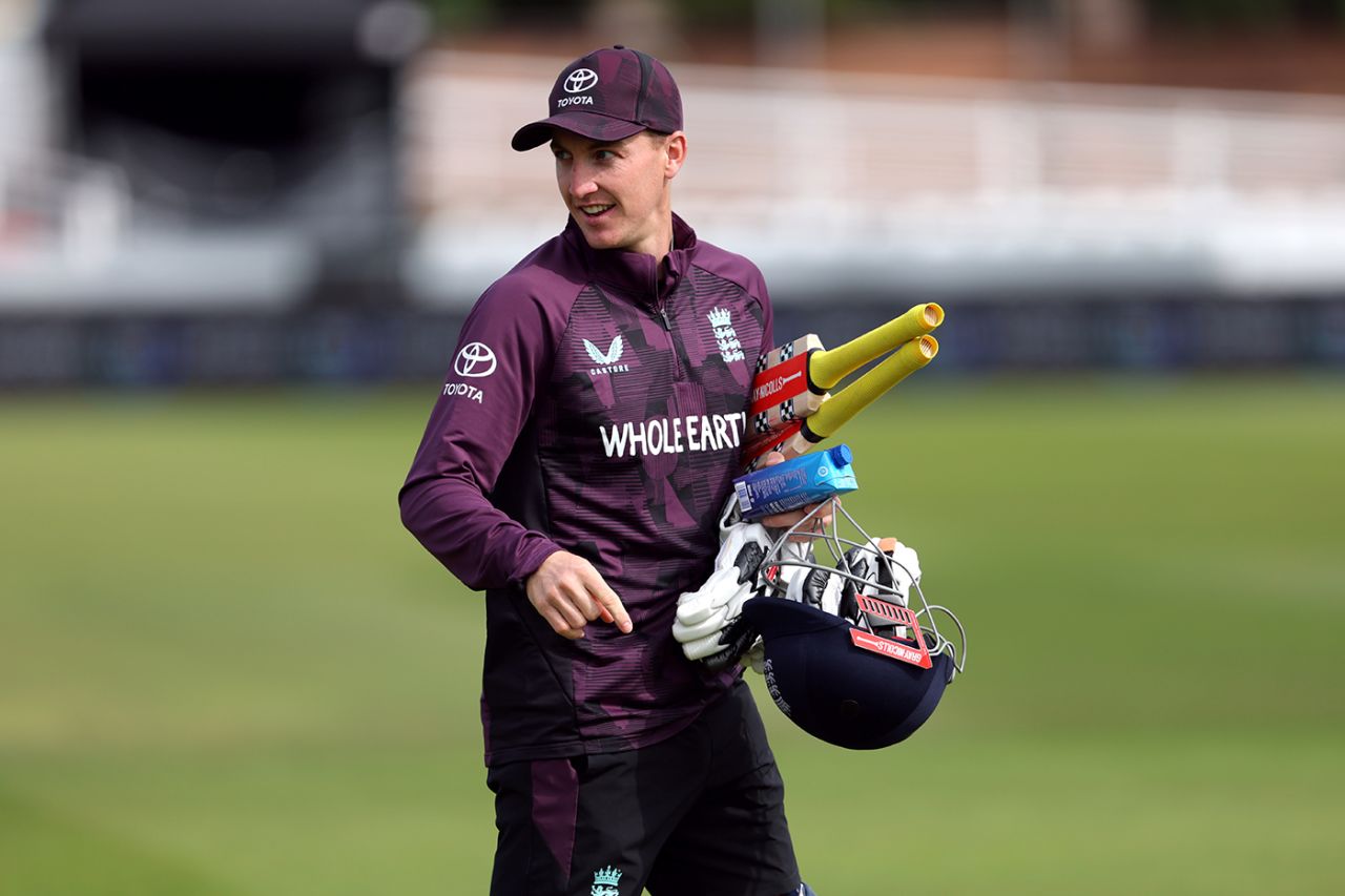 Harry Brook heads to the England nets, Chester-le-Street, June 5, 2025