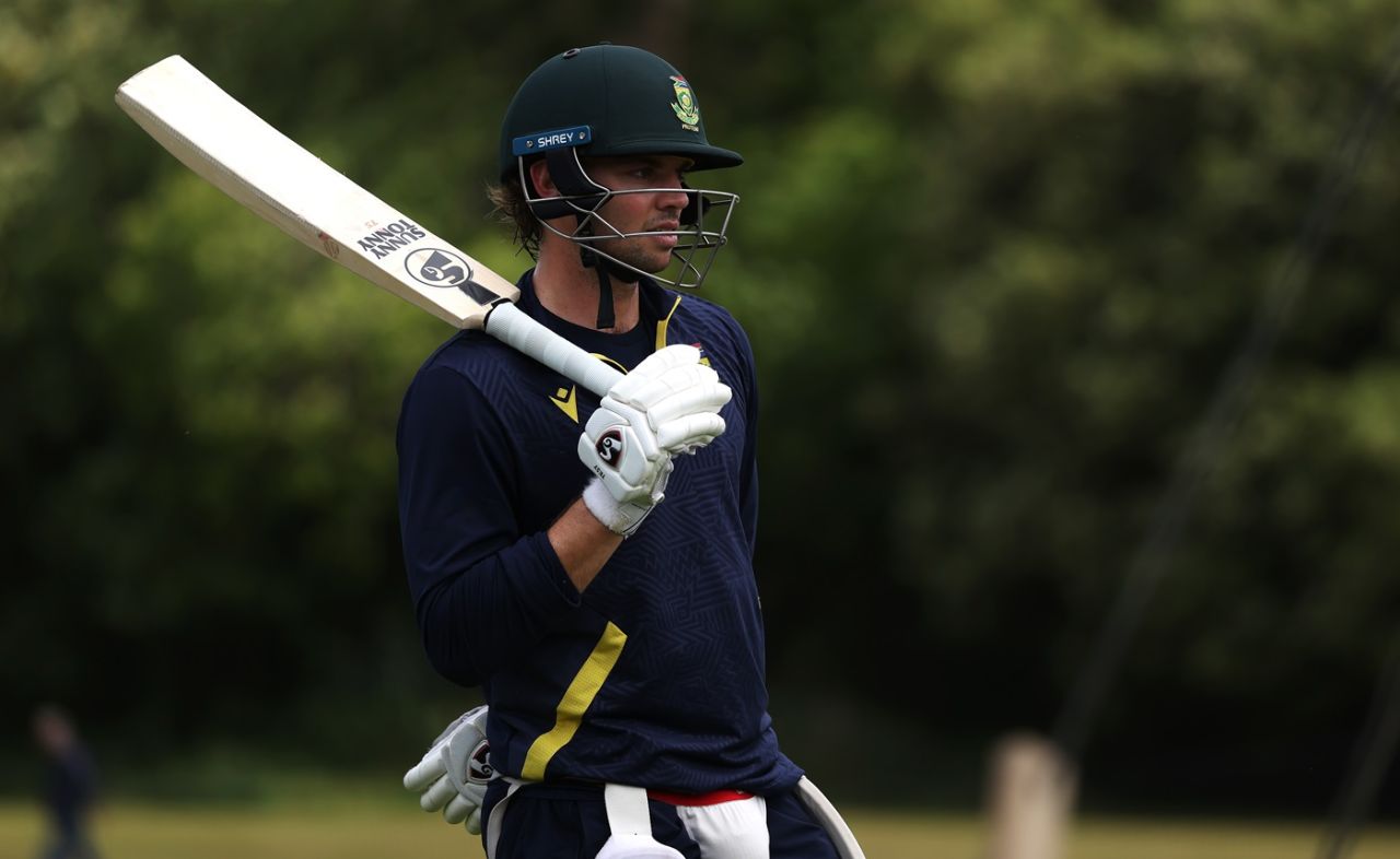 Tristan Stubbs waits for his turn to bat at the nets, Arundel, June 6, 2025