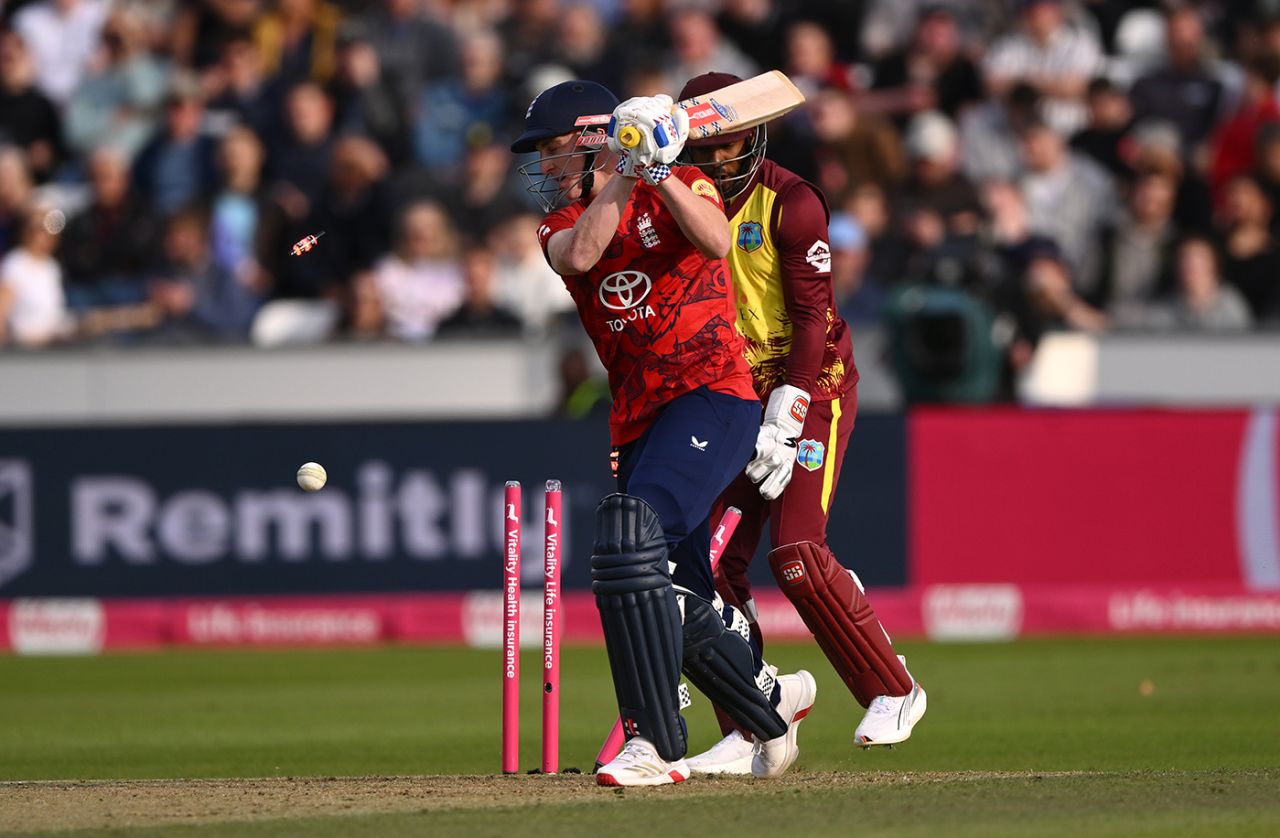 Harry Brook was bowled for 6, England vs West Indies, 1st T20I, Chester-le-Street, June 6, 2025