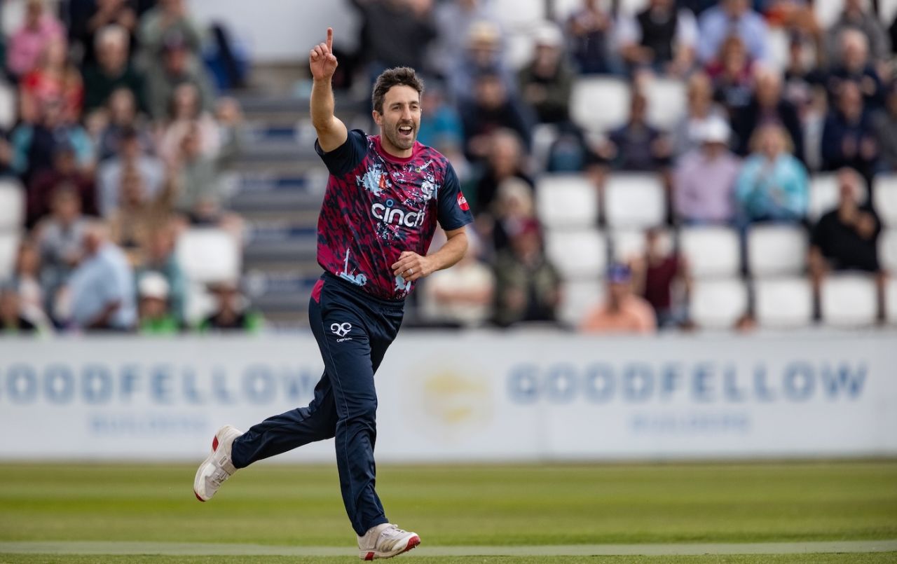 Ben Sanderson finished the match with a hat-trick, Northamptonshire Steebacks vs Worcestershire Rapids, Wantage Road, North Group, Men's Vitality Blast, June 6, 2025