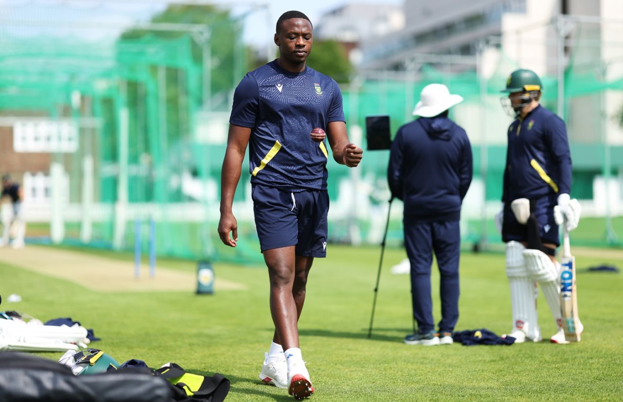 Kagiso Rabada prepares to bowl in the nets, London, June 8, 2025