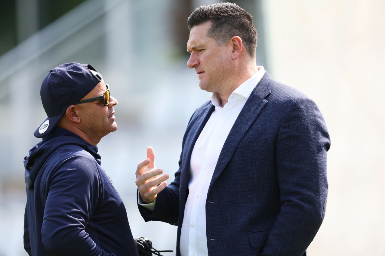 Former South Africa team-mates Ashwell Prince and Graeme Smith catch up, London, June 8, 2025