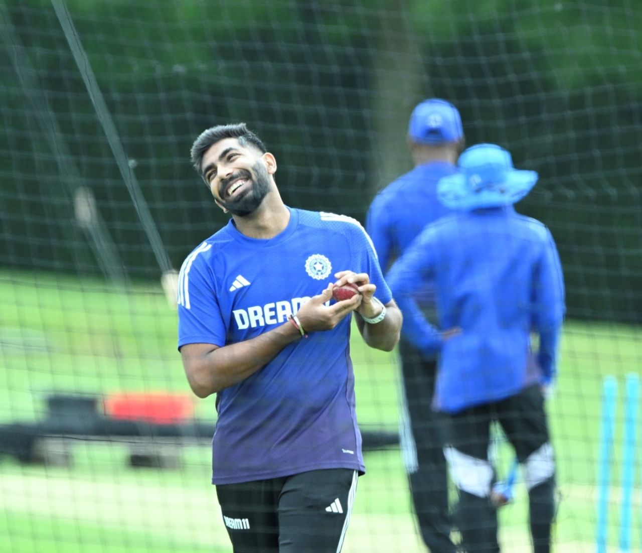 Jasprit Bumrah's all smiles during a practice session, Beckenham, June 8, 2025