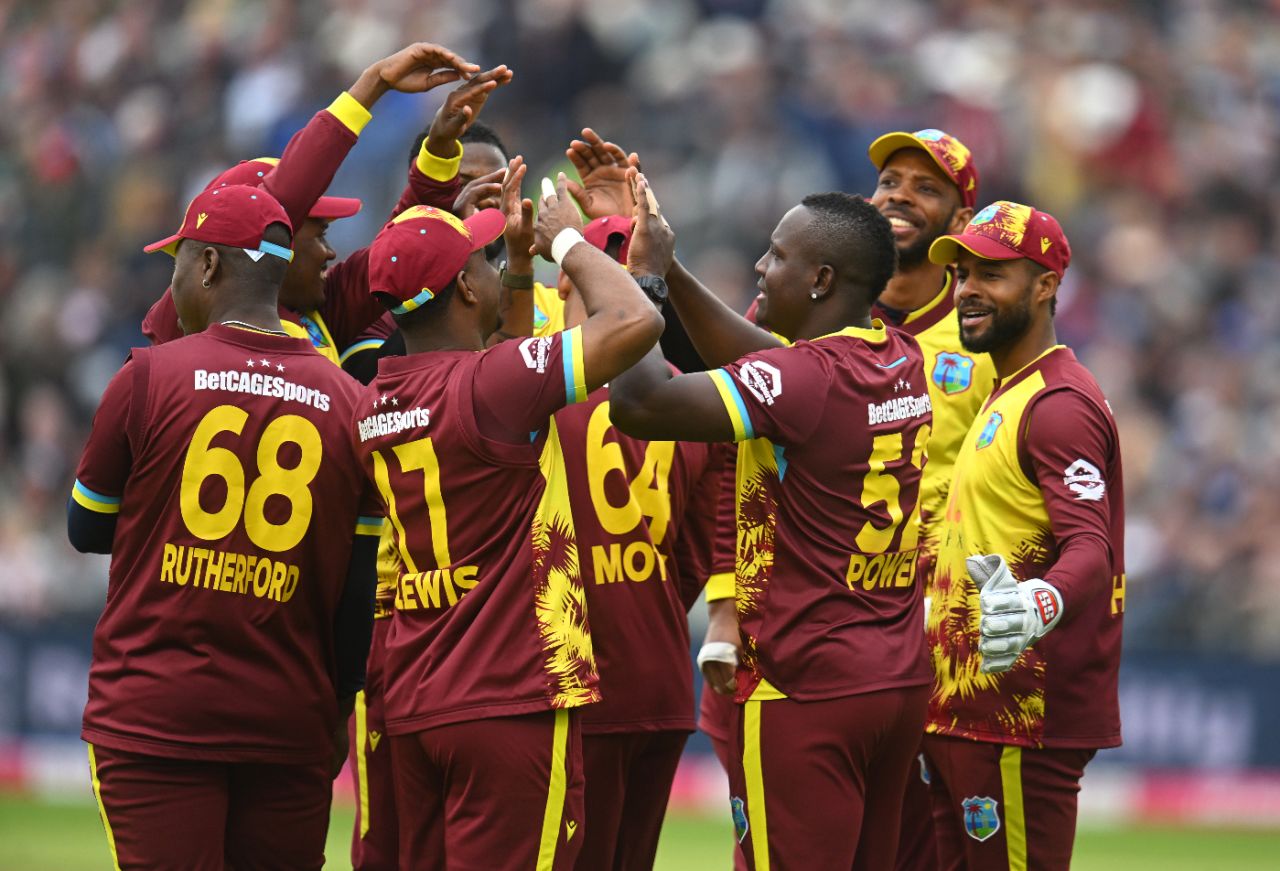 Rovman Powell takes the plaudits after a spectacular catch in the deep, England vs West Indies, 2nd T20I, Bristol, June 8, 2025