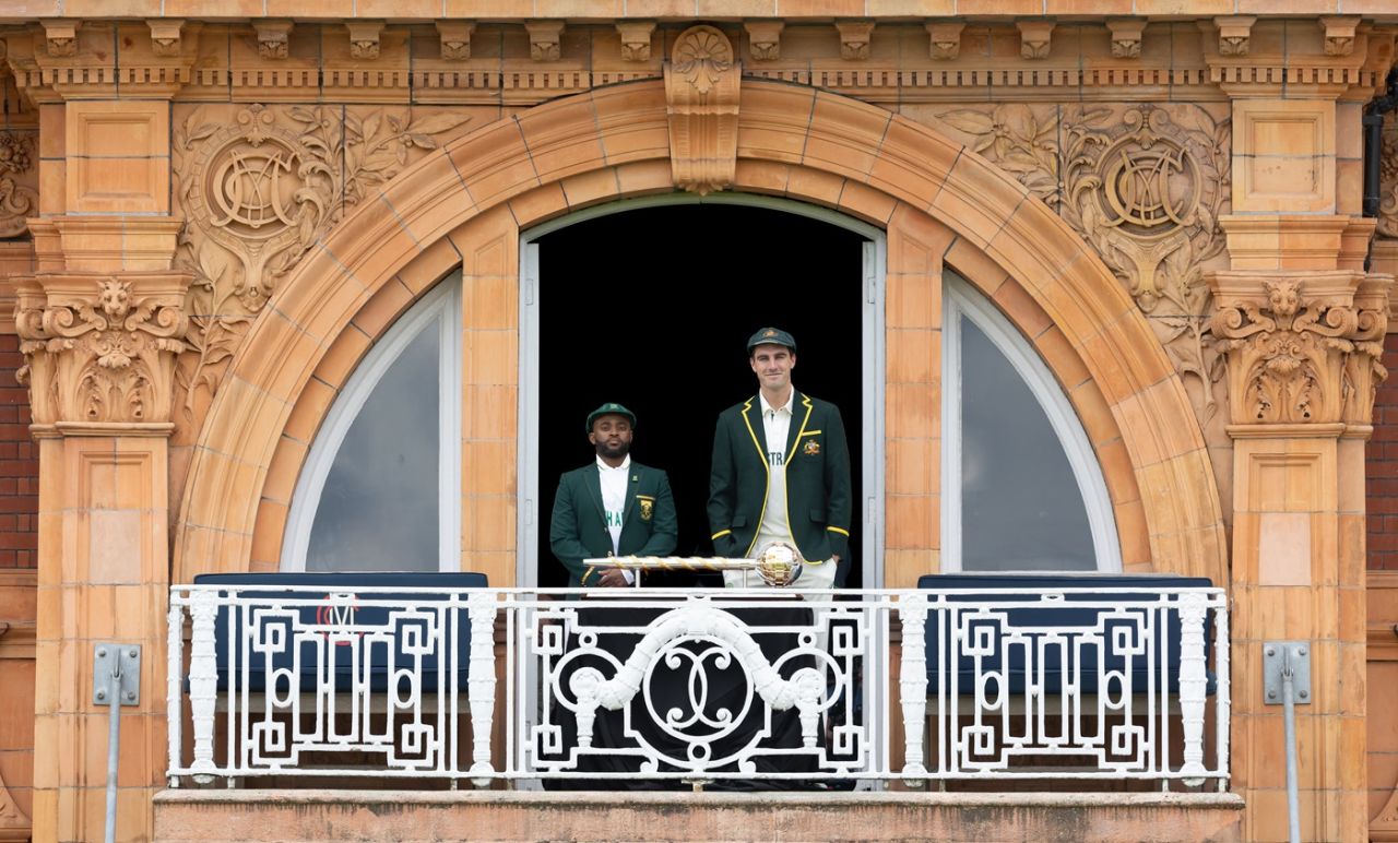 Temba Bavuma and Pat Cummins with the Test mace ahead of the WTC final, Australia vs South Africa, World Test Championship, London, June 8, 2025