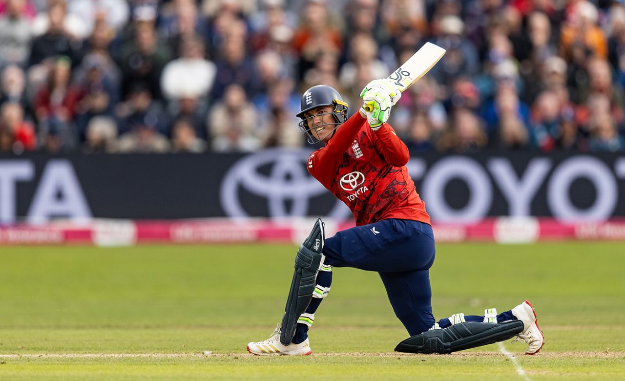 Tom Banton swings into the leg side, England vs West Indies, 2nd T20I, Bristol, June 8, 2025