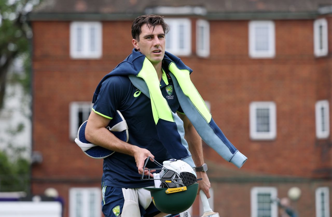 Pat Cummins gets ready for a nets session, Lord's, June 10, 2025