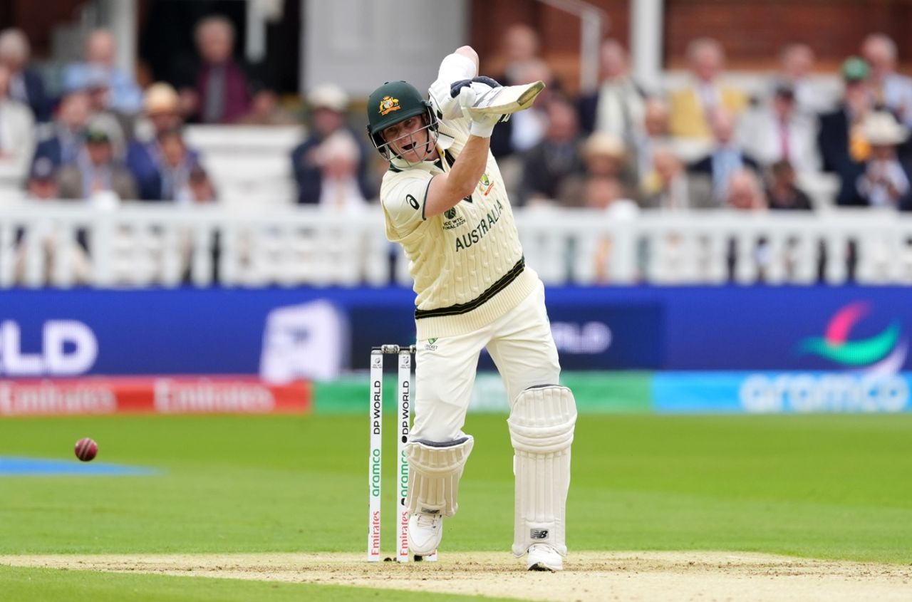 Steven Smith puts the ball away through cover, Australia vs South Africa, World Test Championship final, 1st day, Lord's, June 11, 2025