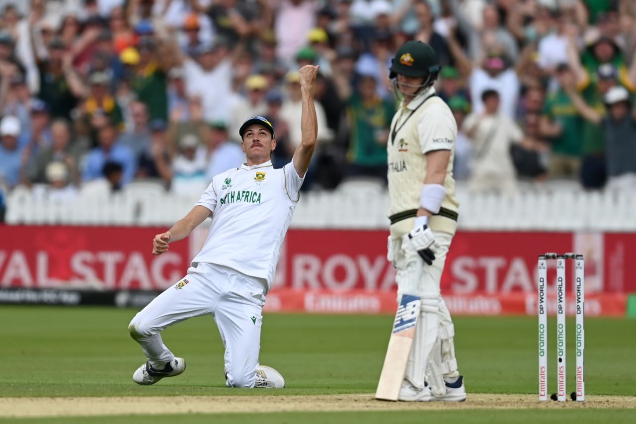 Marco Jansen juggled twice before holding on to Steven Smith's catch, Australia vs South Africa, World Test Championship final, Lord's, June 11, 2025