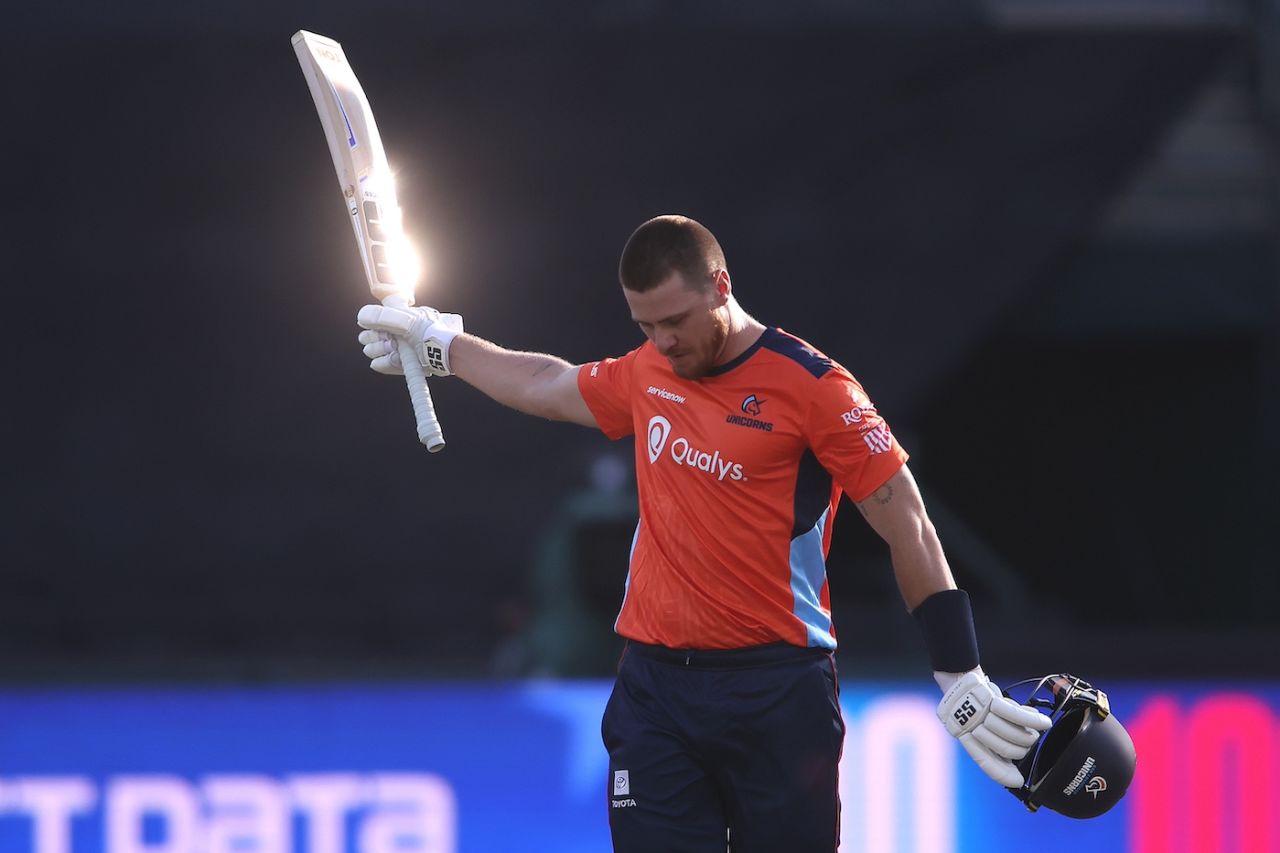 Finn Allen brought up his 150 off just 50 balls, San Francisco Unicorns vs Washington Freedom, MLC 2025, Oakland, June 12, 2025
