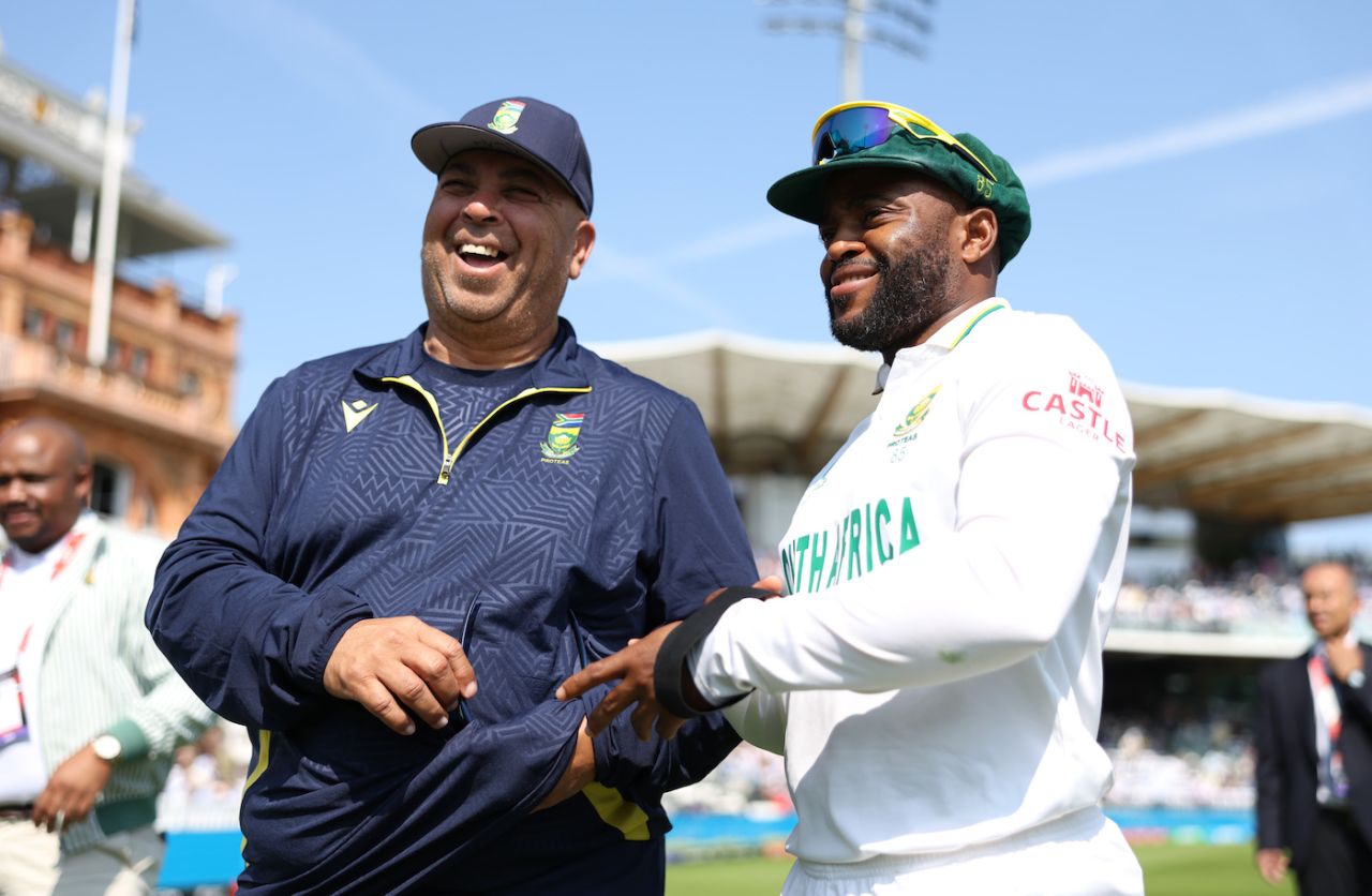 Shukri Conrad and Temba Bavuma were in good spirits ahead of play, Australia vs South Africa, World Test Championship final, 3rd day, Lord's, June 13, 2025