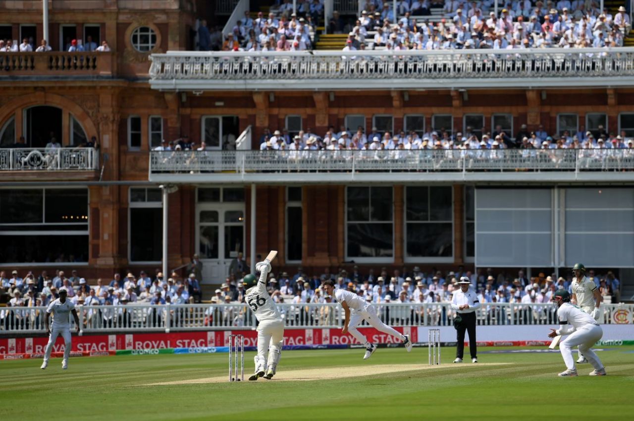 Mitchell Starc drives Marco Jansen, Australia vs South Africa, World Test Championship final, 3rd day, Lord's, June 13, 2025