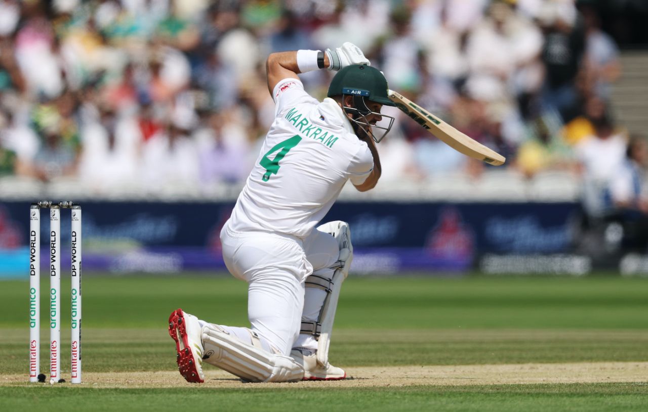 Aiden Markram's positivity was in display when he drove through cover in the fifth over, Australia vs South Africa, World Test Championship final, 3rd day, Lord's, June 13, 2025