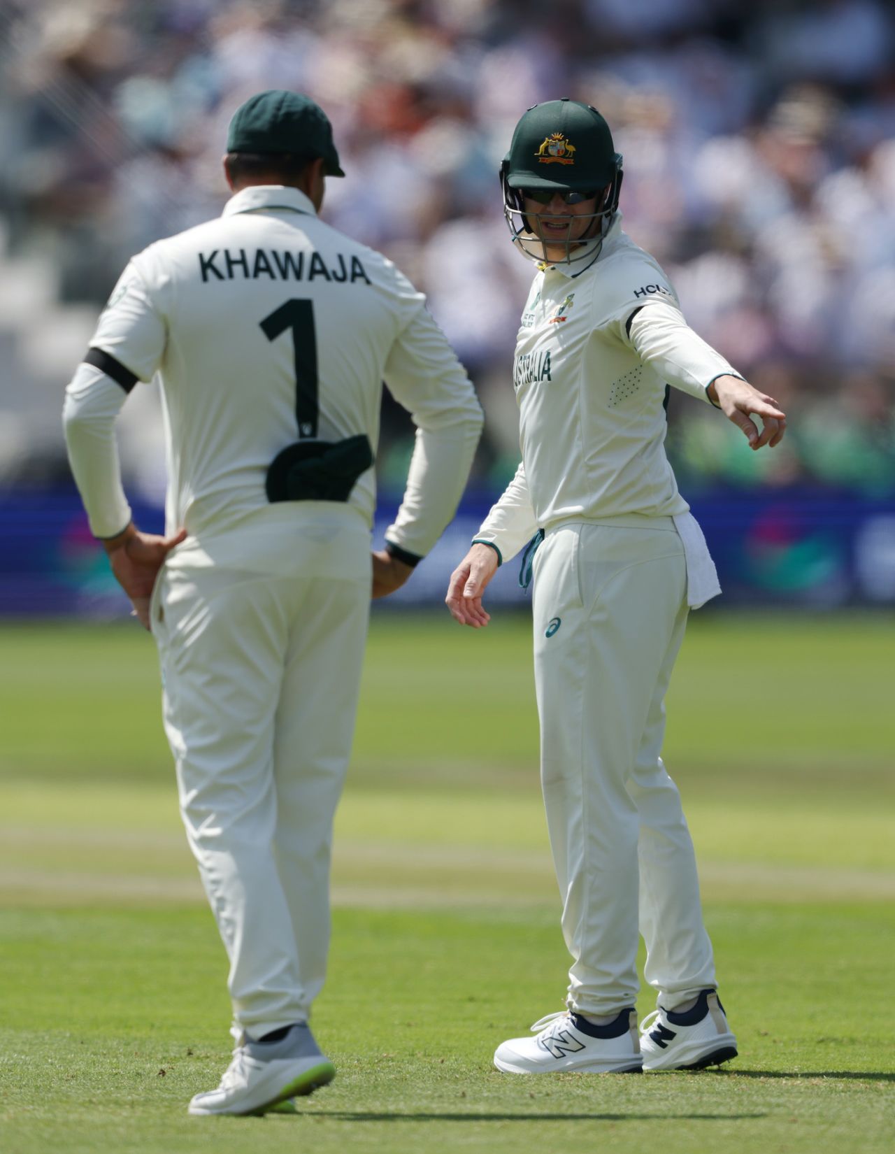 Steven Smith wore a helmet as he stood close in the slips, Australia vs South Africa, World Test Championship final, 3rd day, Lord's, June 13, 2025