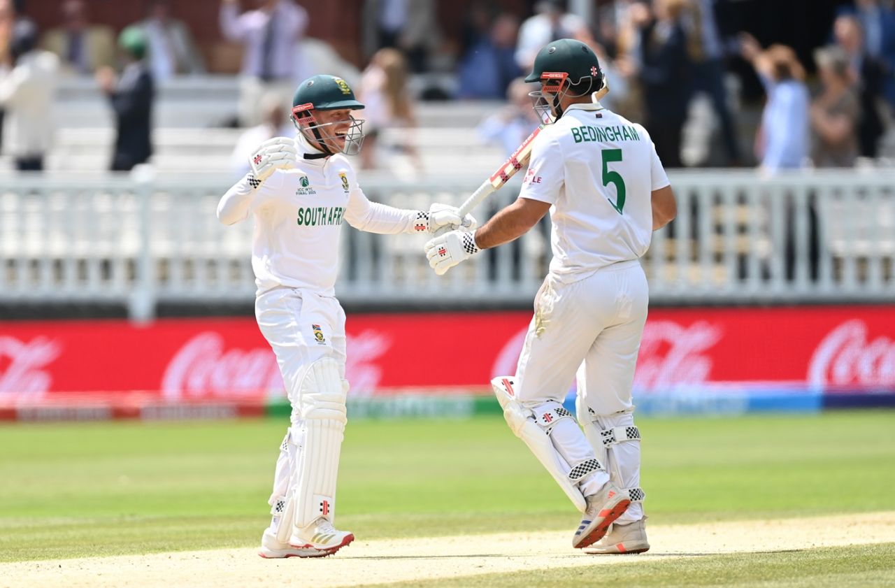 Kyle Verreynne and David Bedingham celebrate the win, Australia vs South Africa, World Test Championship final, fourth day, Lord's, June 14, 2025