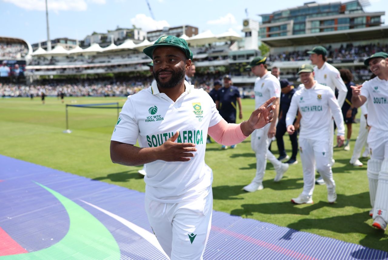 Temba Bavuma leads South Africa's celebrations, Australia vs South Africa, World Test Championship final, fourth day, Lord's, June 14, 2025